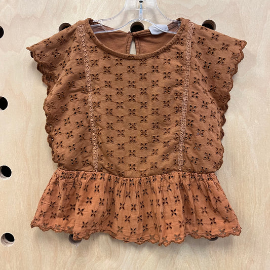 Brown Eyelet Top