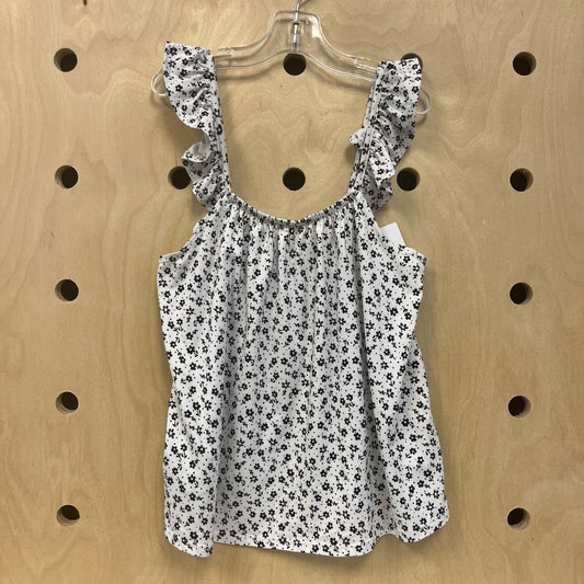 Black + White Floral Flowy Tank