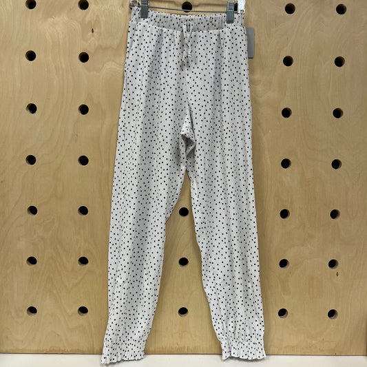 White & Black Polka Dot Crepe Pants
