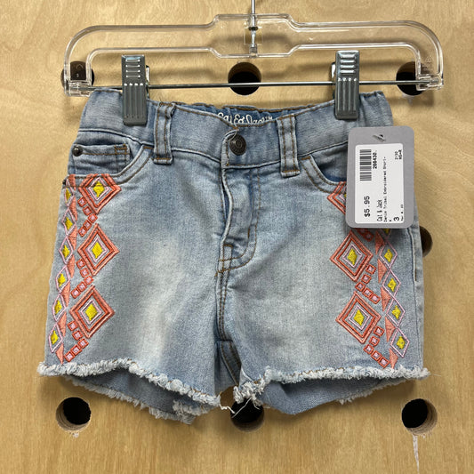 Denim Tribal Embroidered Shorts