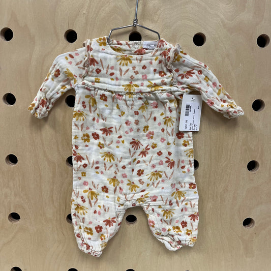 Cream Floral Gauze Romper