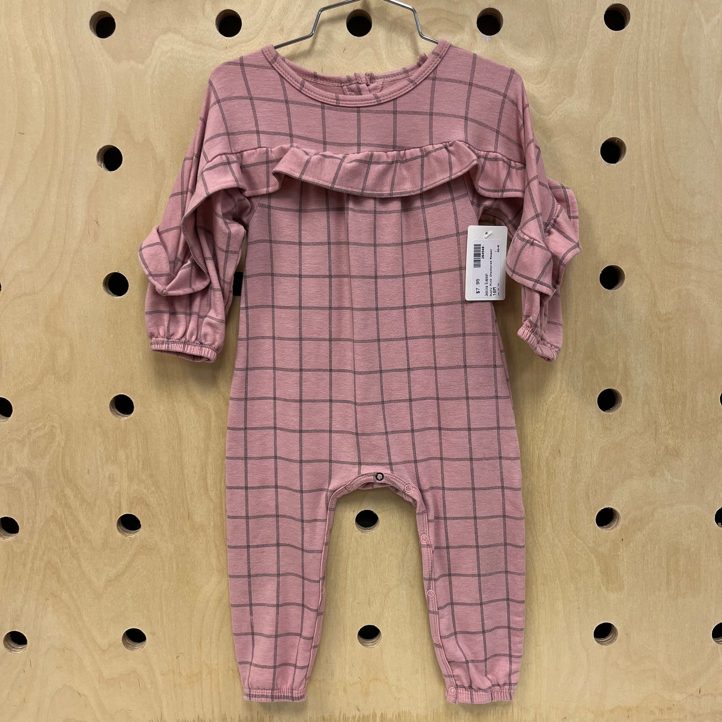 Dusty Pink Checkered Romper