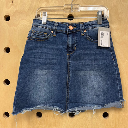 Denim Raw Hem Skirt