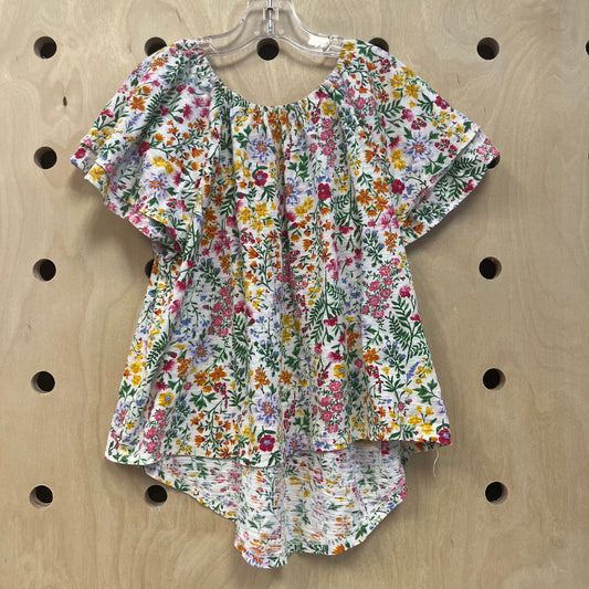 Cream Floral Ruffle Top