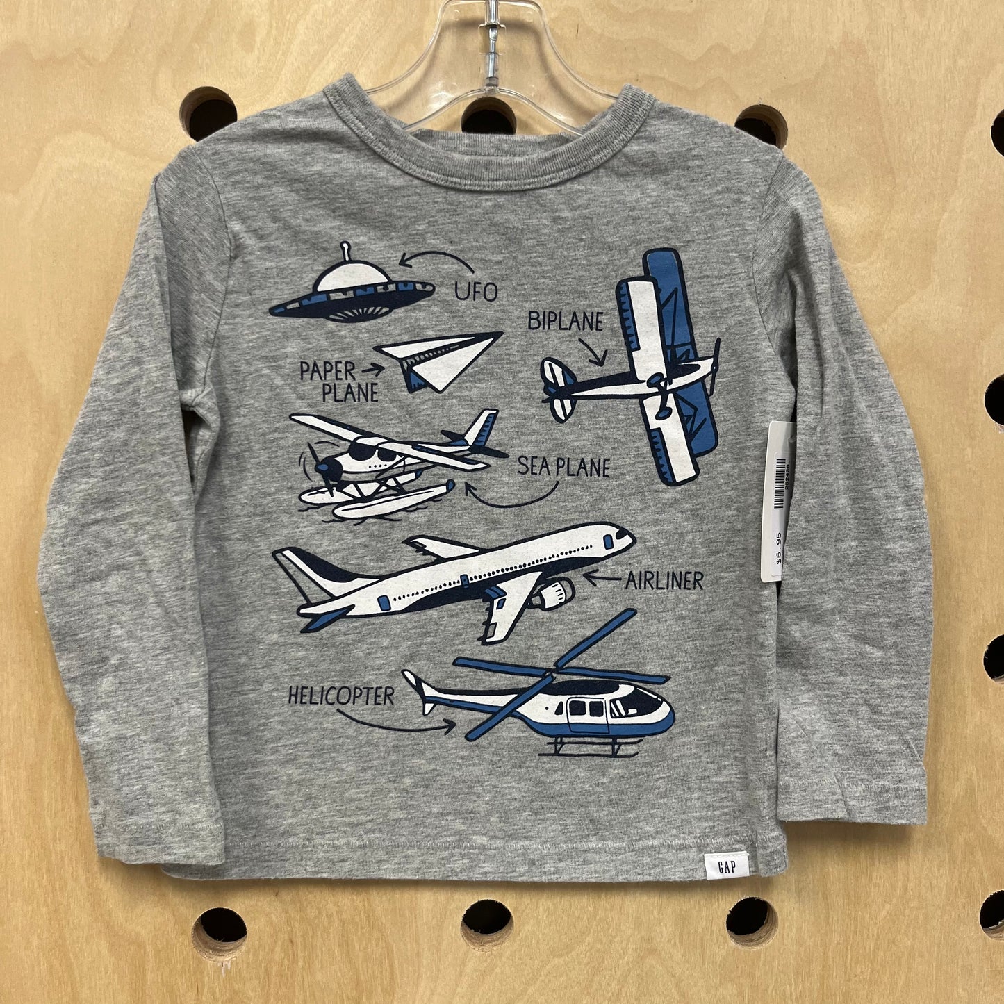 Grey Planes LS Tee
