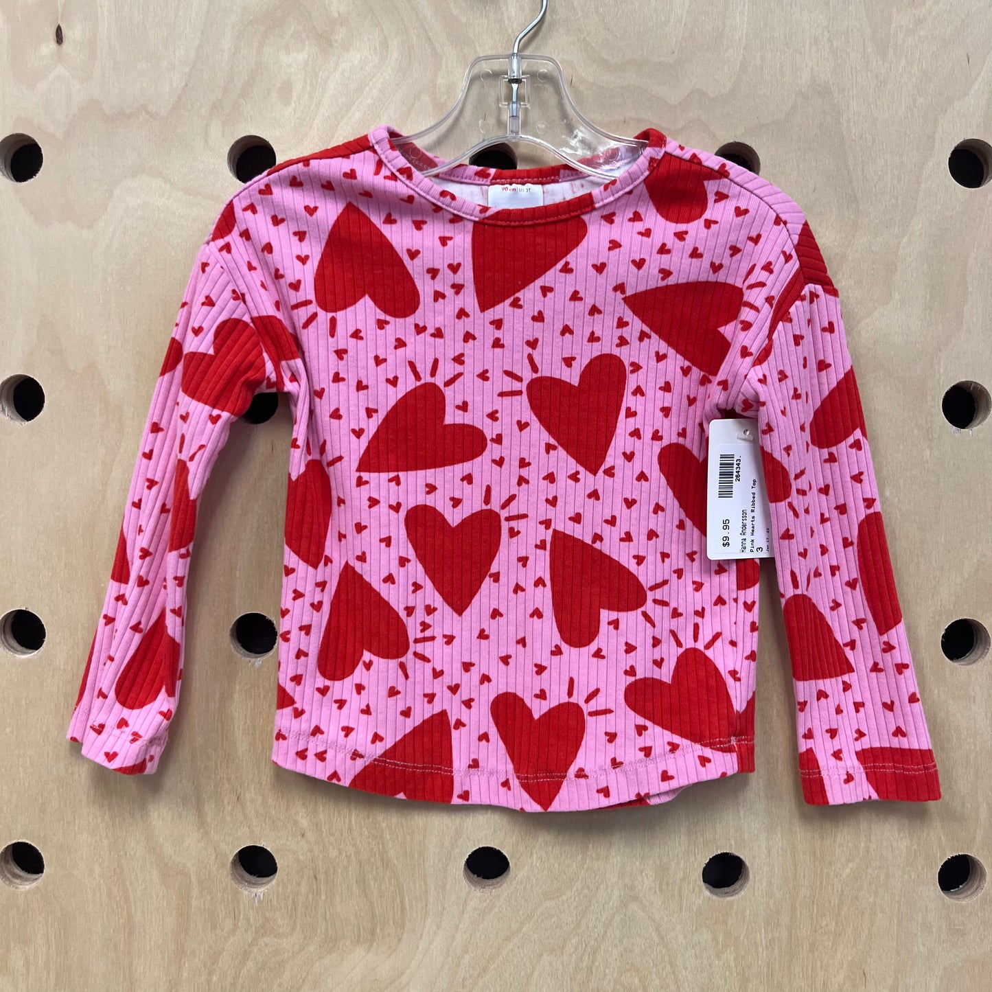 Pink Hearts Ribbed Top
