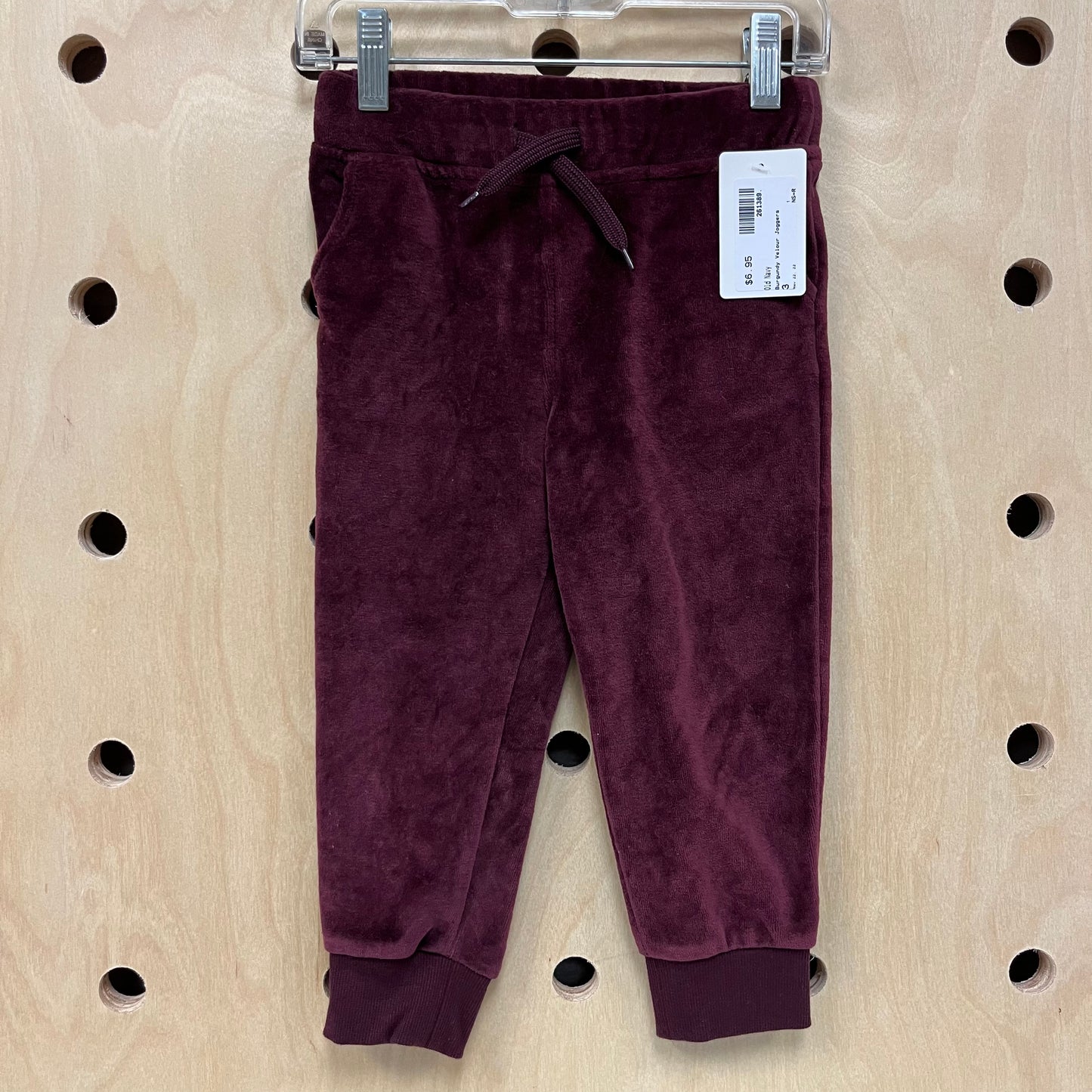 Burgundy Velour Joggers