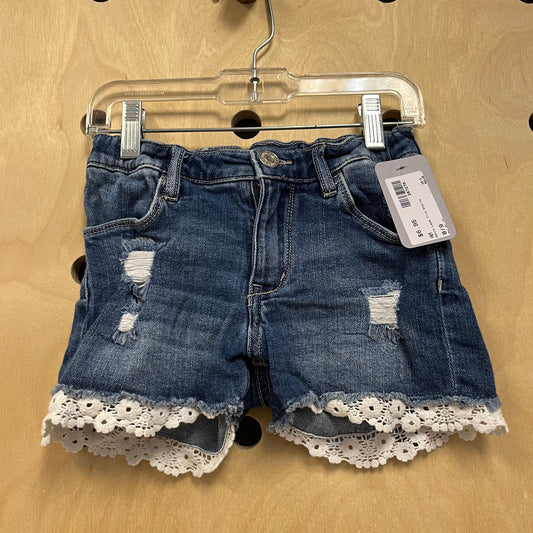 Denim Lace Trim Shorts