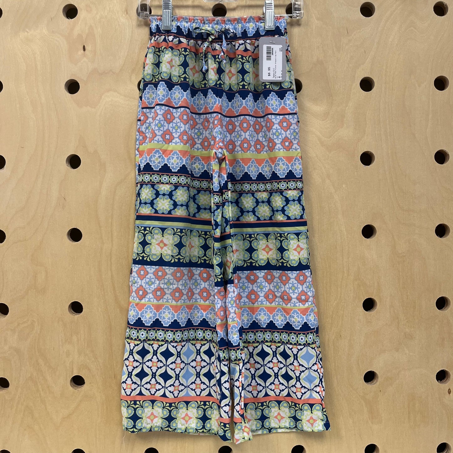 Blue Mod Floral Drawstring Pants