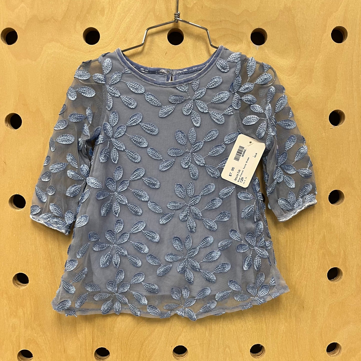 Blue Floral Lace Overlay Dress
