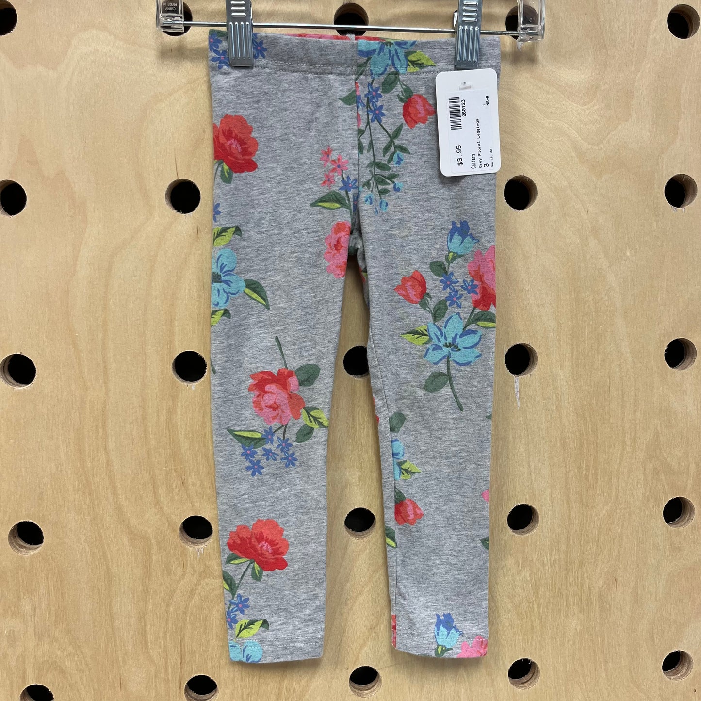 Grey Floral Leggings