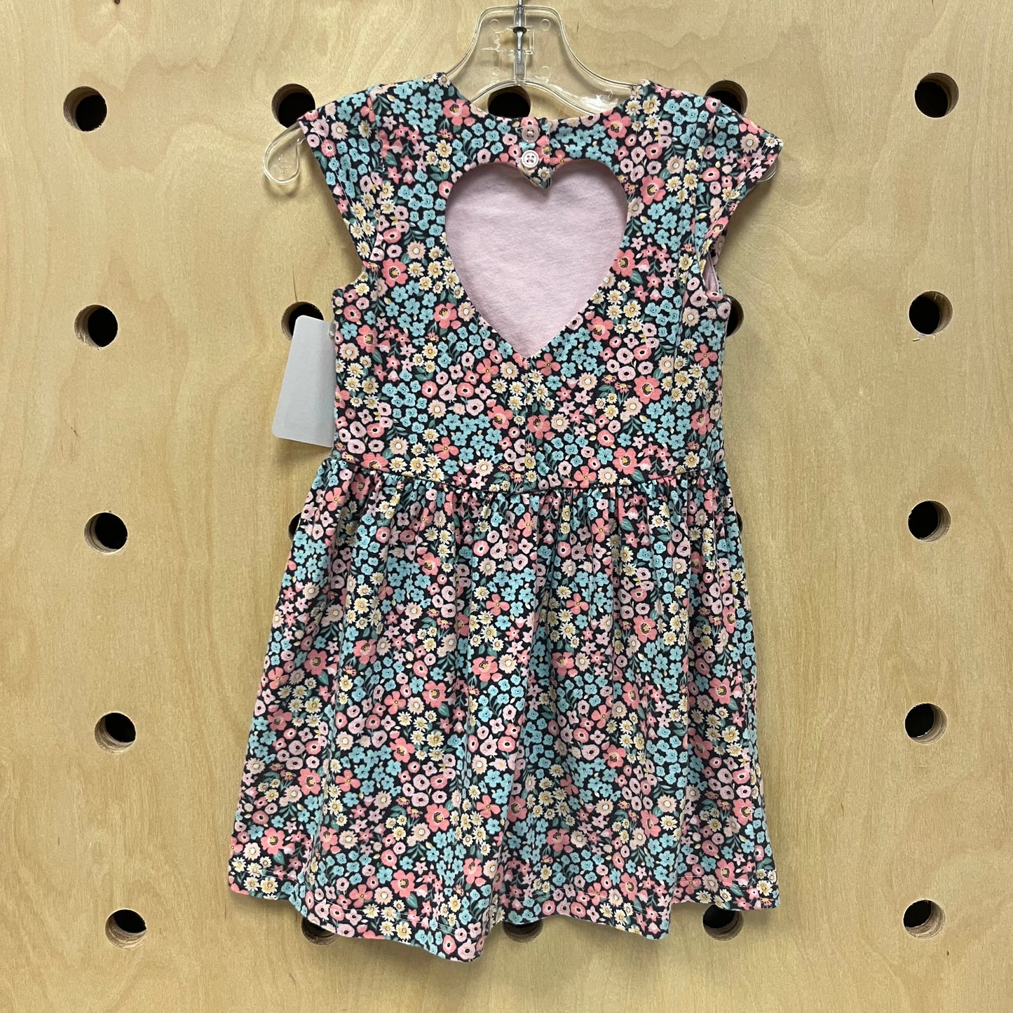 Pink Floral Heart-Back Dress