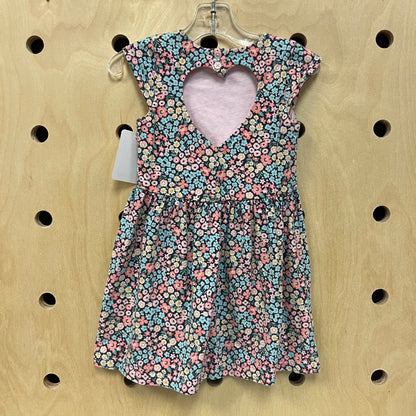 Pink Floral Heart-Back Dress