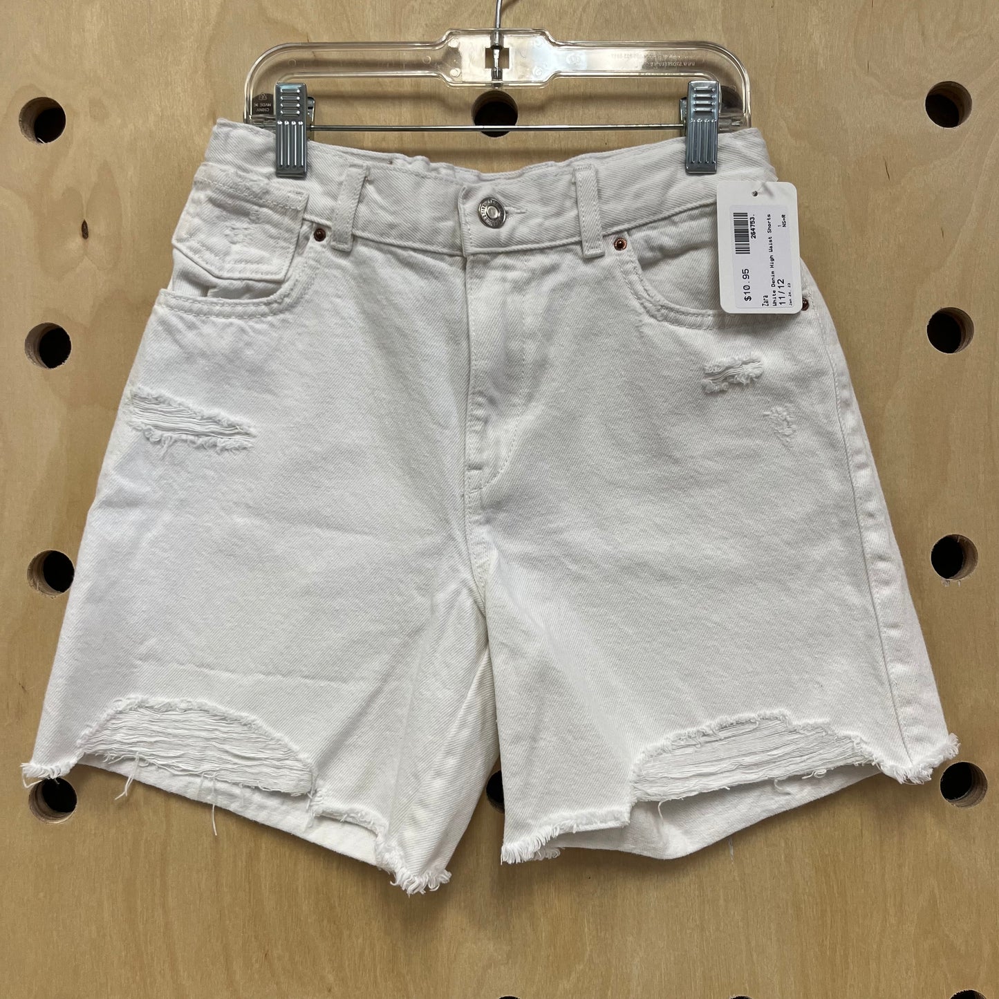 White Denim High Waist Shorts