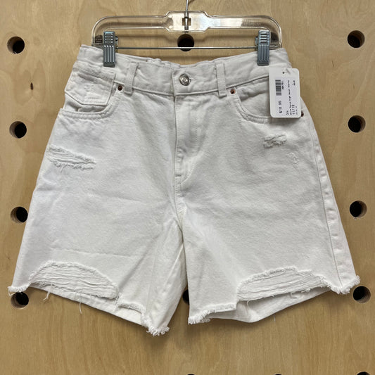 White Denim High Waist Shorts