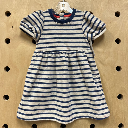 Cream + Blue Striped Dress