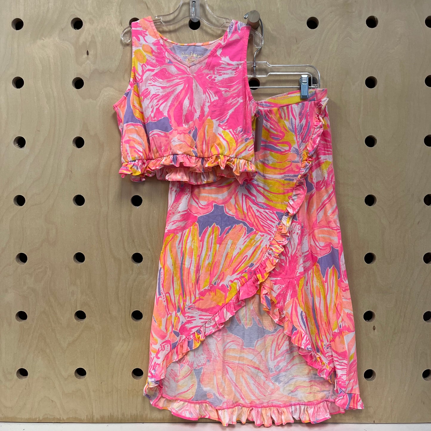 Hot Pink & Orange 2pc. Skirt Set