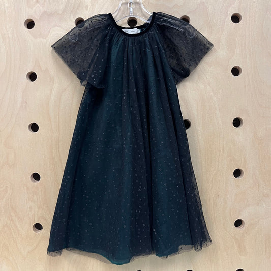 Black & Green Tulle Overlay Dress
