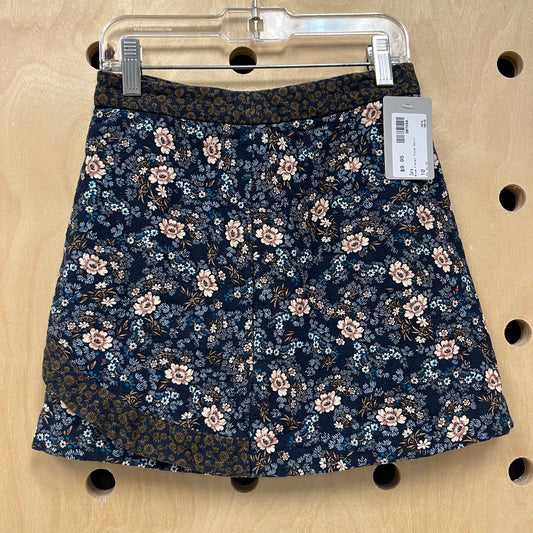 Blue Floral Thick Skirt