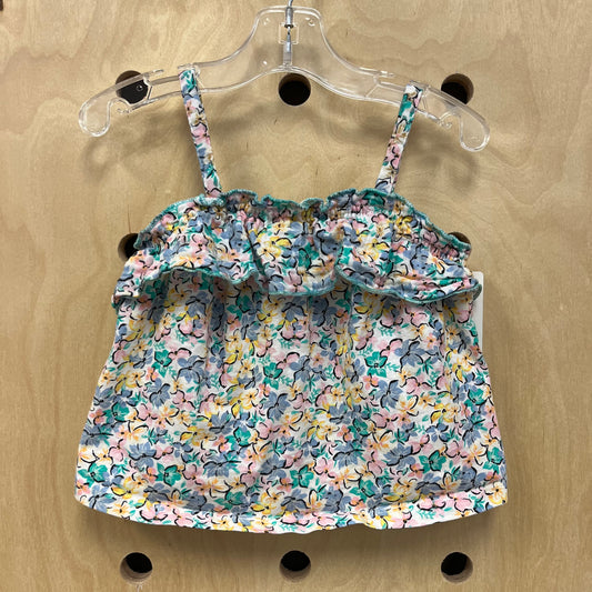 Teal Floral Ruffle Tank