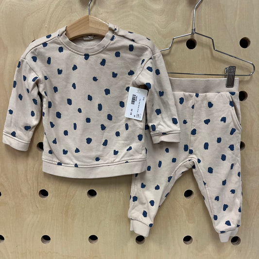 Cream + Blue Polka Dot Set