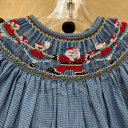 Blue Smocked Santa Dress