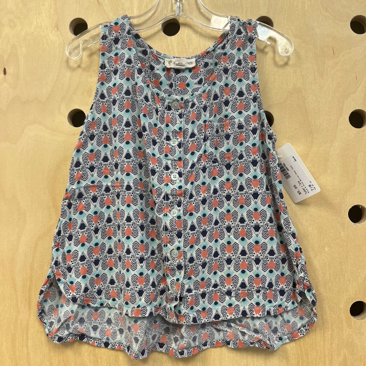 Blue & Pink Button Down Tank