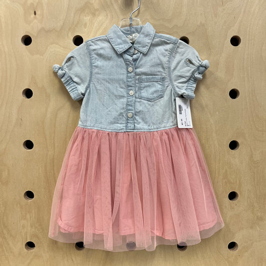 Denim + Pink Tulle Dress