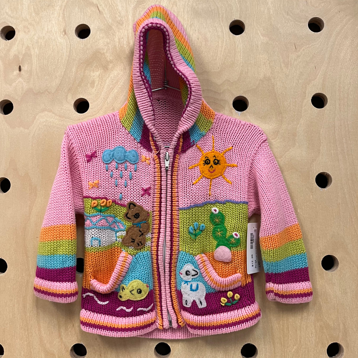 Pink Peruvian Knit Zip Hoodie