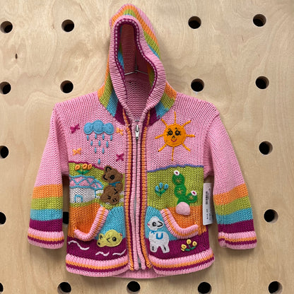 Pink Peruvian Knit Zip Hoodie