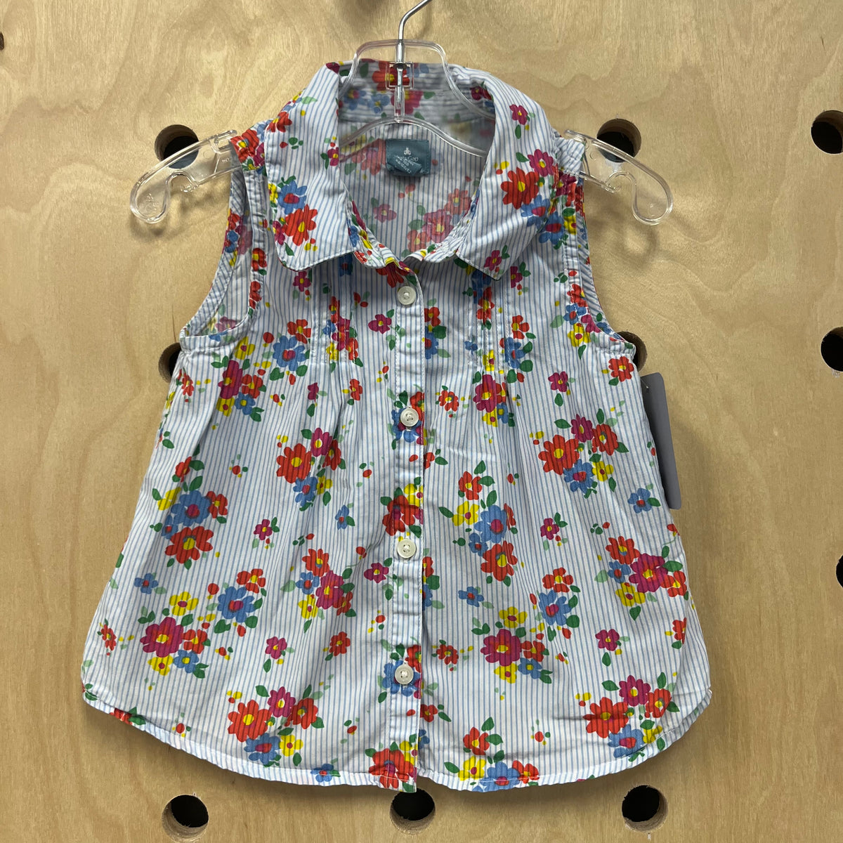 Blue Floral Sleeveless Top
