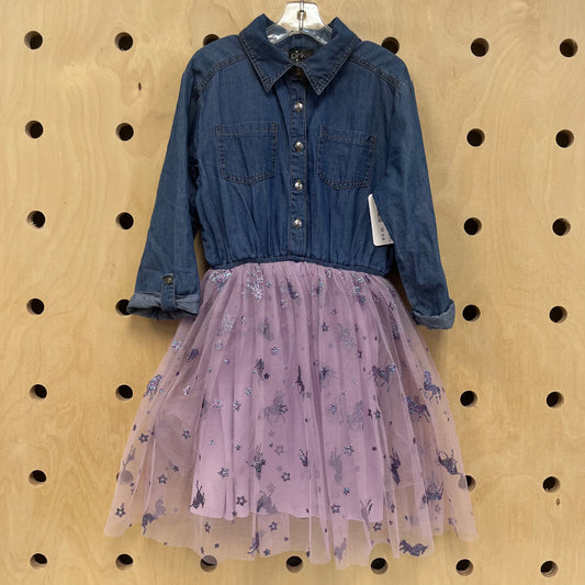 Denim + Lavender Unicorn Dress