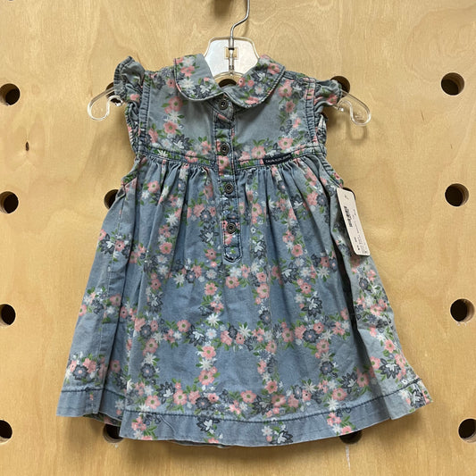 Denim Floral Babydoll Top