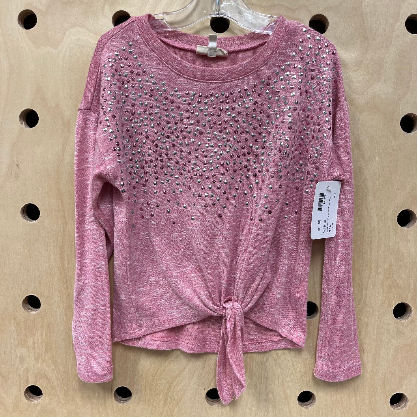Pink Rhinstone Soft LS Top