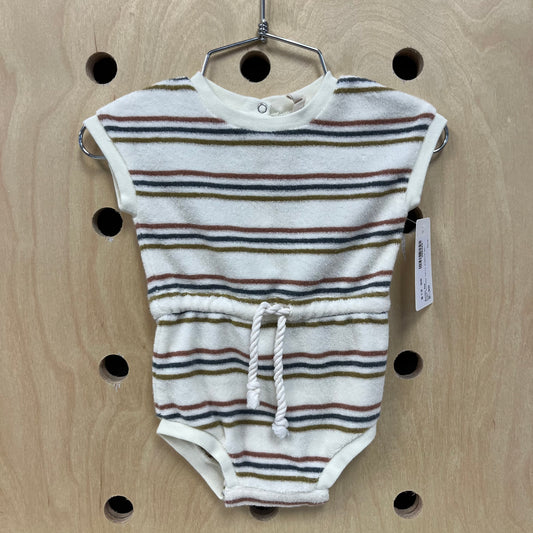 Cream Striped Terry Organic Romper