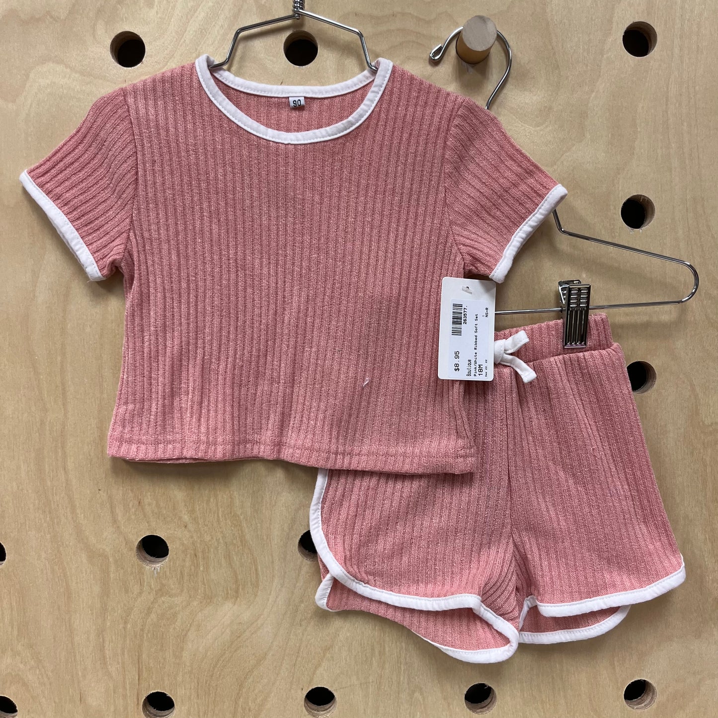 Pink/White Ribbed Soft Set