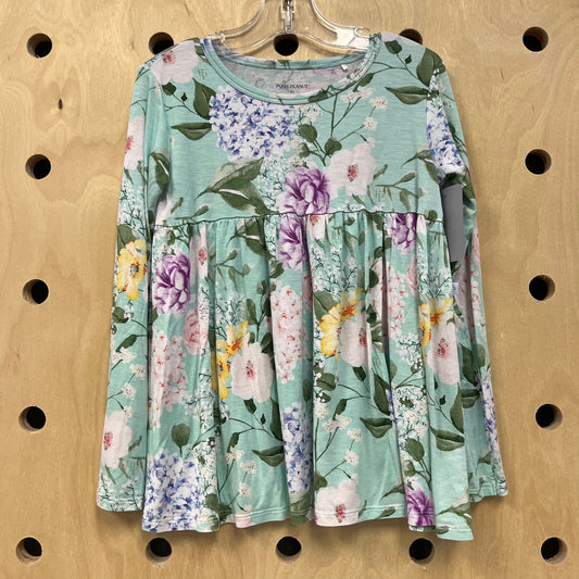 Blue Floral Bamboo Babydoll Top