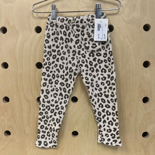 Cream Animal Print Waffle Pants