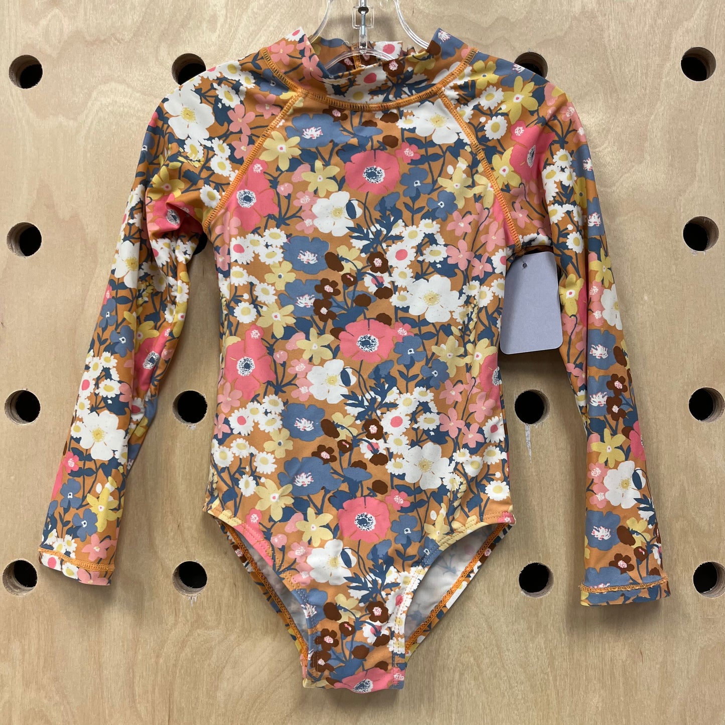 Golden Floral Long Sleeve Swimuit