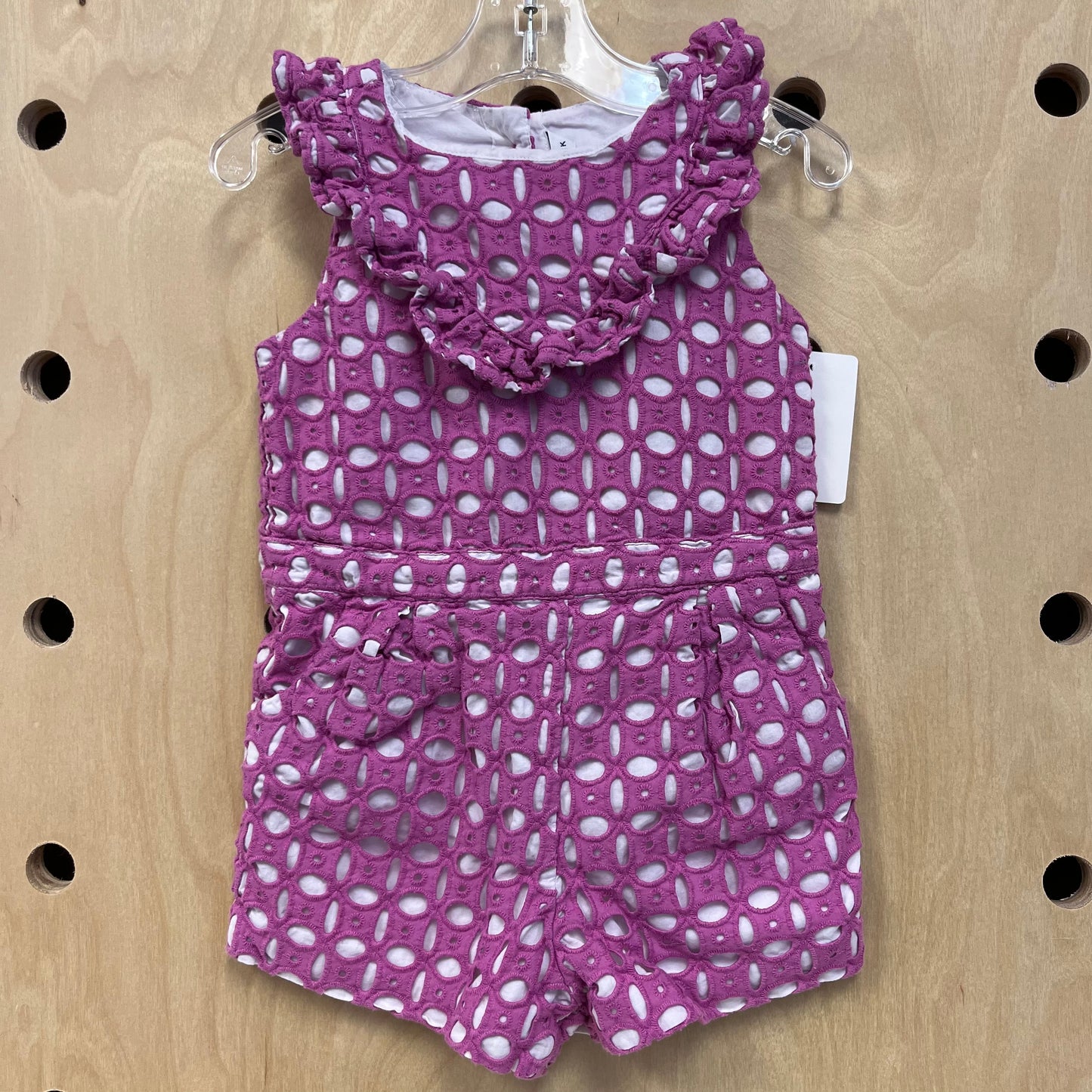 Purple Eyelet Shorts Romper