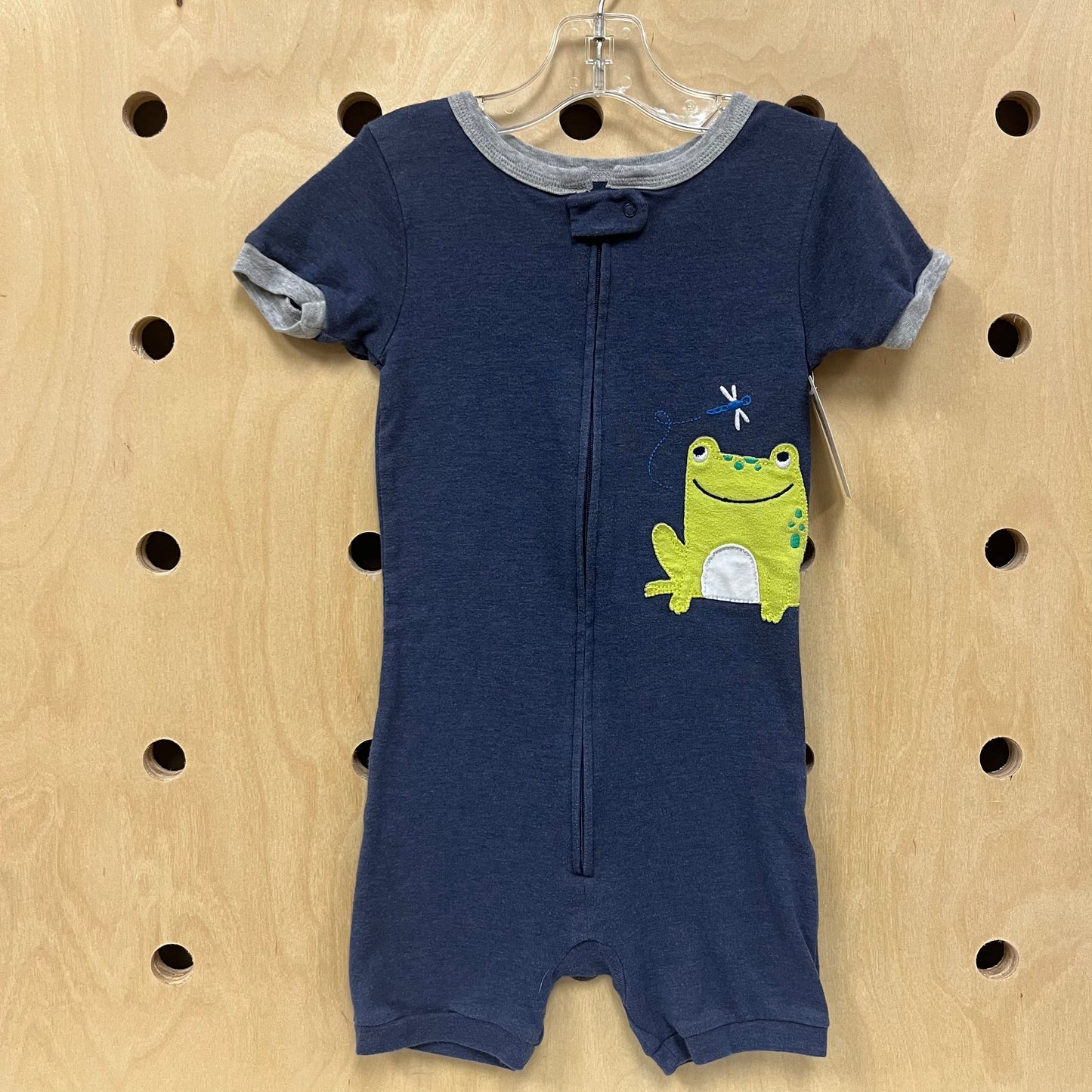 Navy Frog Zip Romper