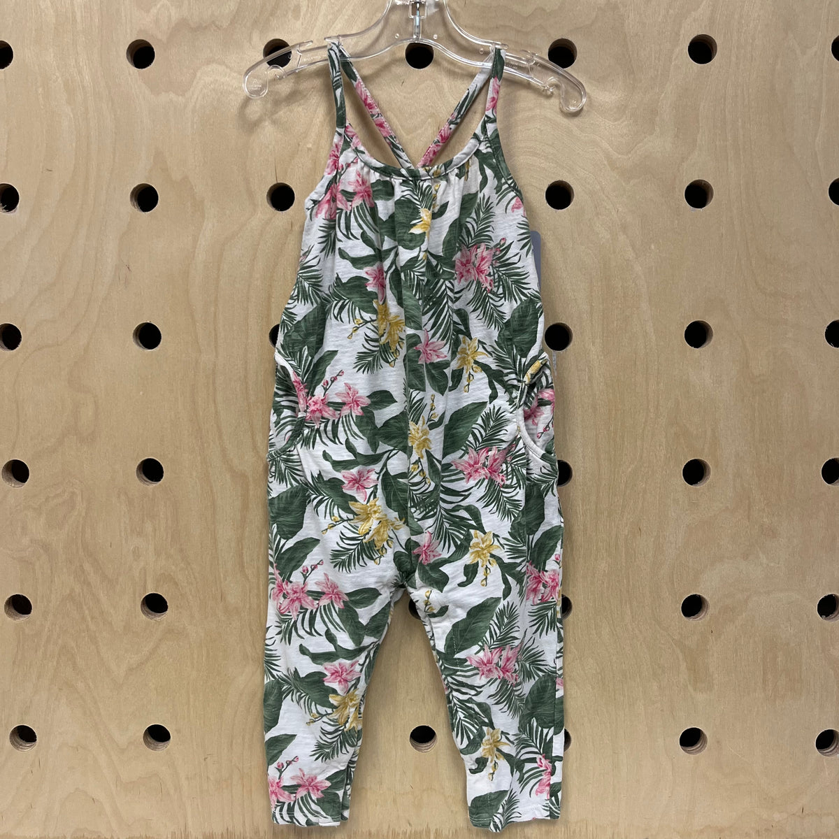 White Tropical Floral Romper