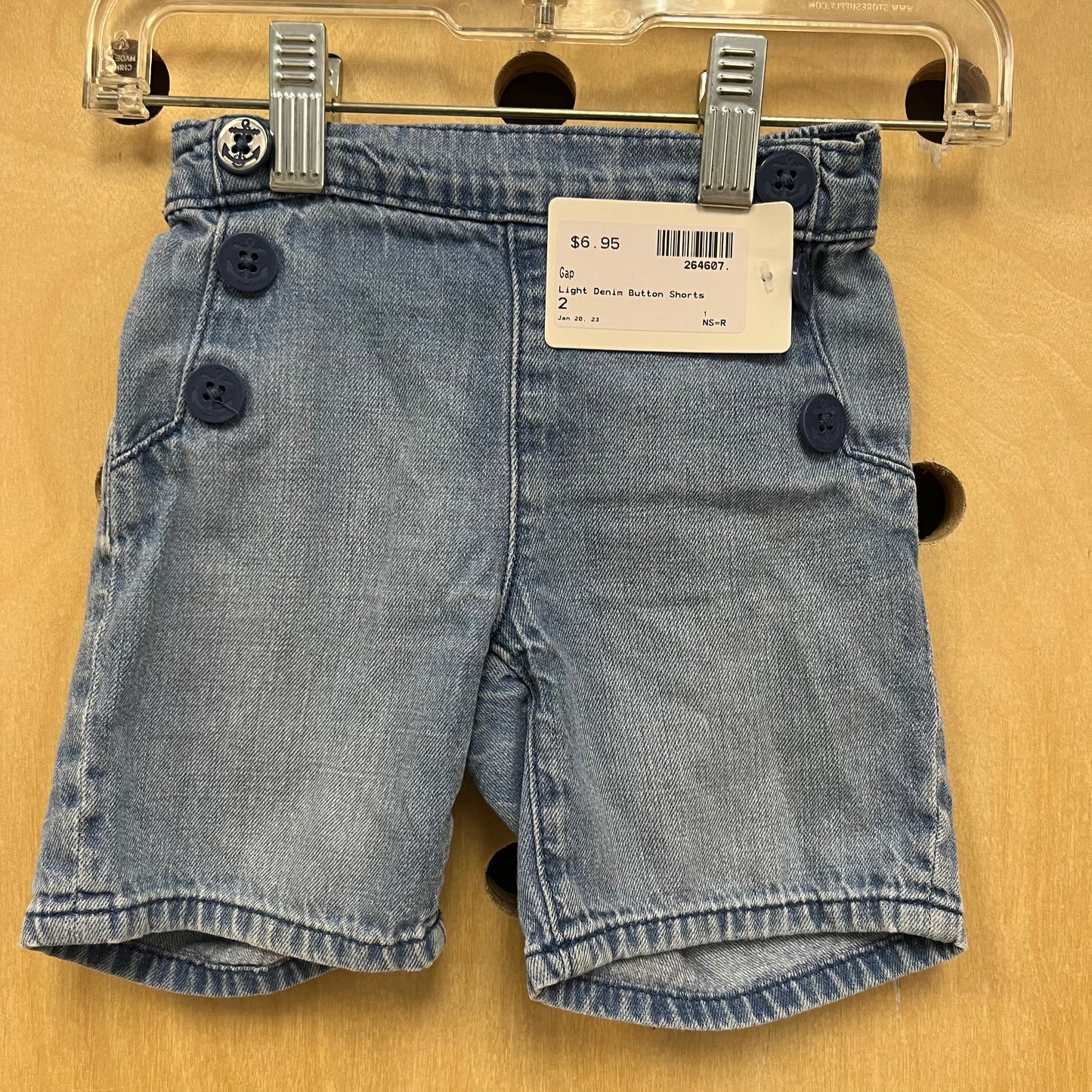 Light Denim Button Shorts