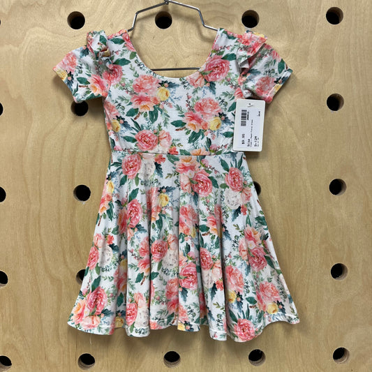 Cream + Peach Floral Dress