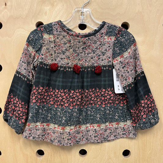 Grey Floral Top