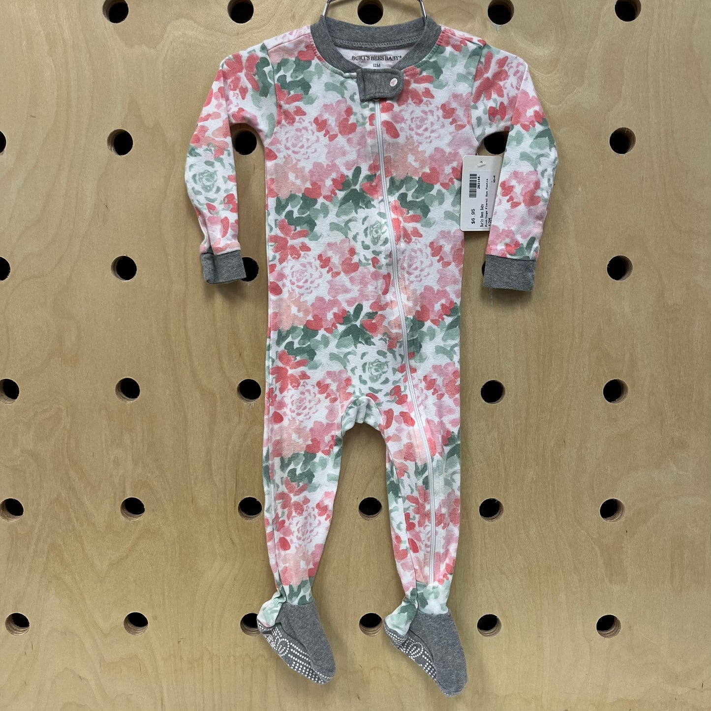Pink/Sage Floral Dye Footie