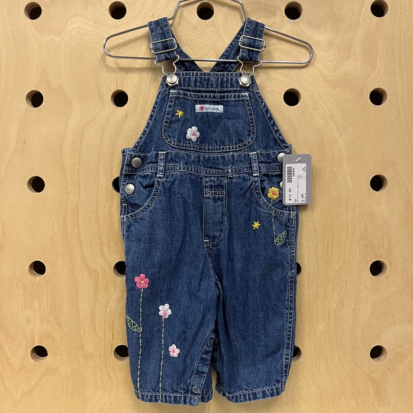 Denim Floral Overalls