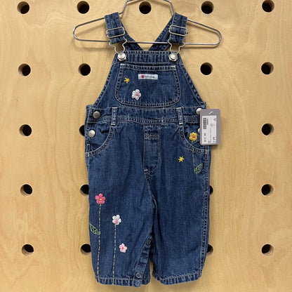 Denim Floral Overalls