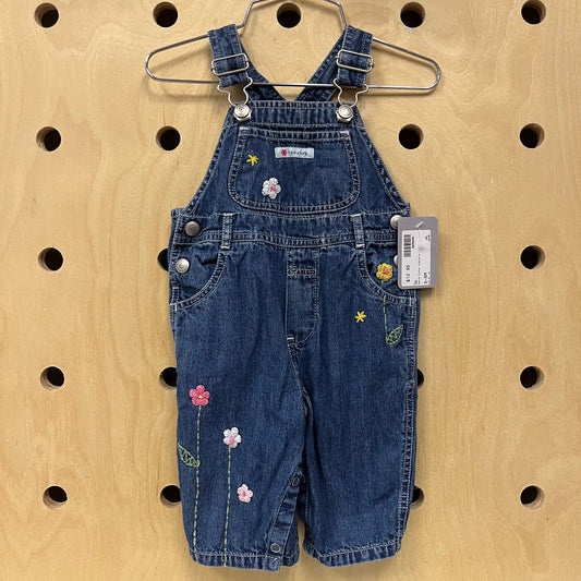 Denim Floral Overalls