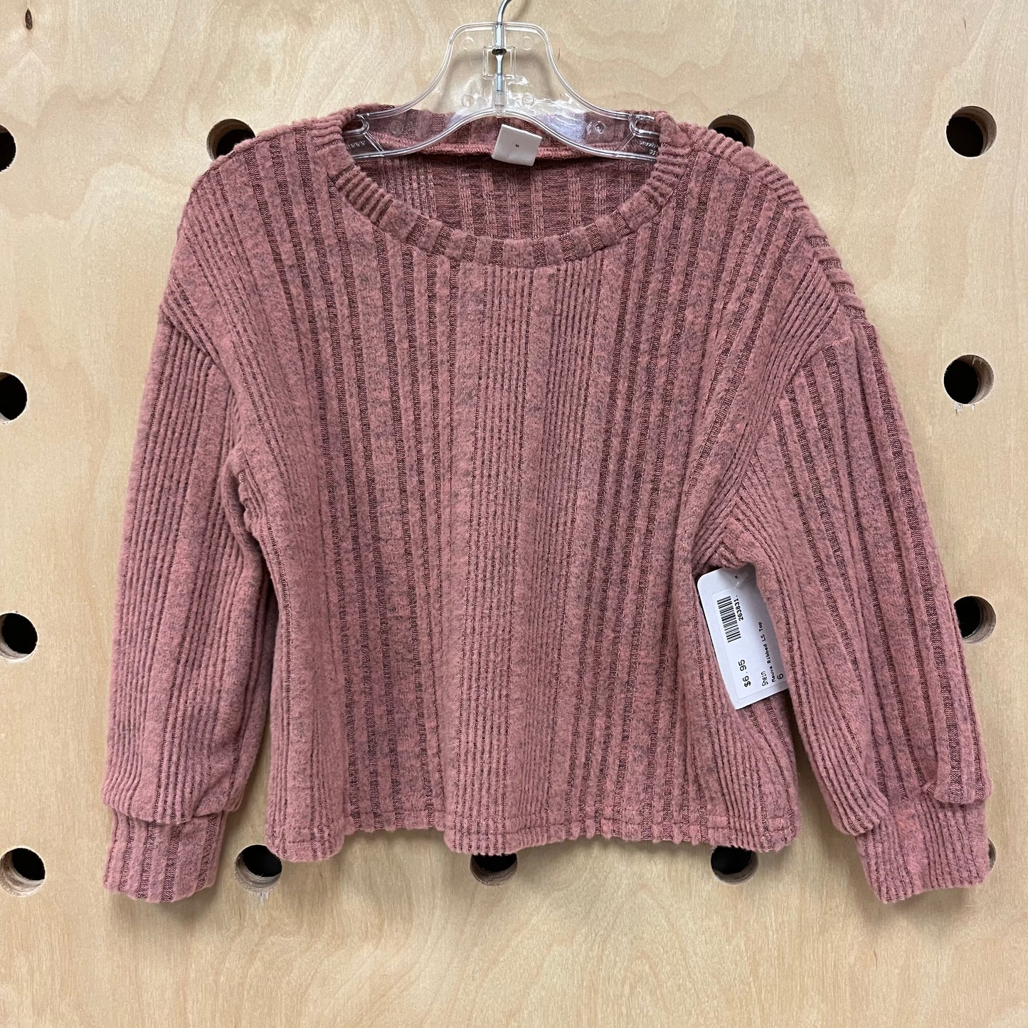 Mauve Ribbed LS Top